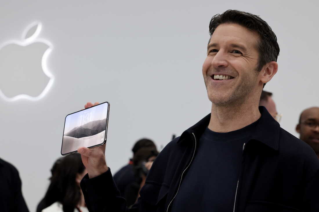 iPhone Duo opened like a book showing internal display